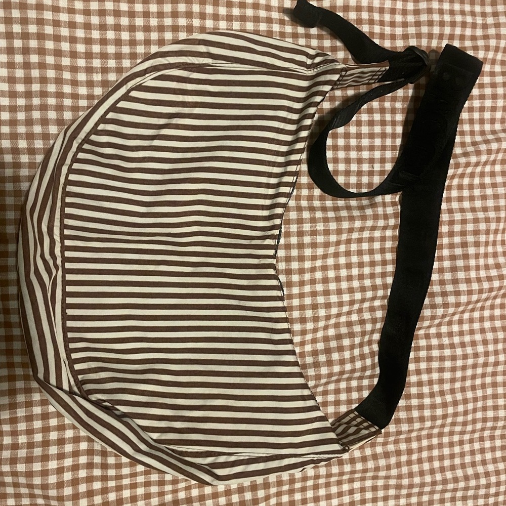 BAGGU Medium Brown Stripe Crescent Bag